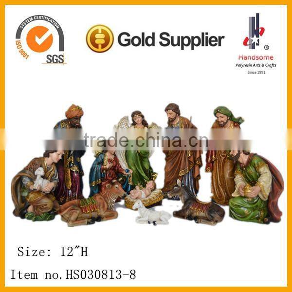 12 Inch Hot Sale 11 Pcs Resin Christmas Nativity Set Wholesale Baby Jesus Mary and Joseph