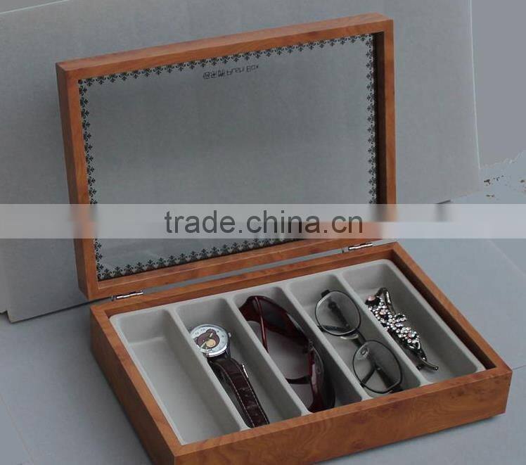 Wood look brown eyeglass case for sunglasses,glasses storage box,handmade box