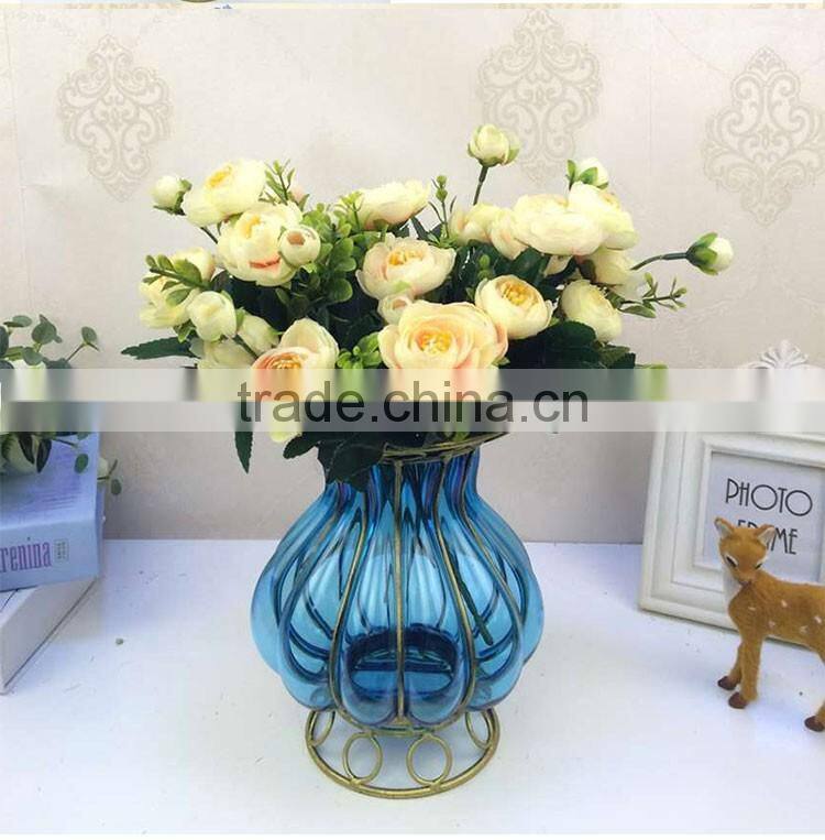 wrought iron flower glass and metal vases factory wholesale home decorative crafts antique