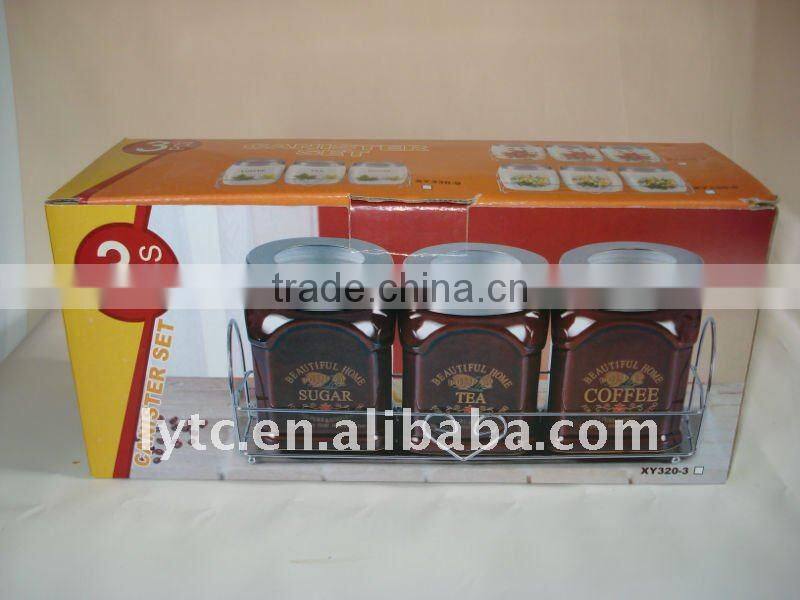 Factory direct wholesale 3 pcs Airtight ceramic canister set