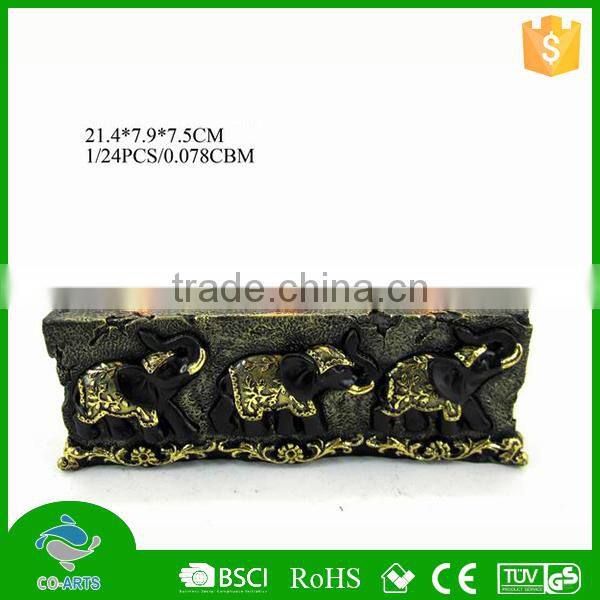 Three holes decoration candle holder carving antique elephant statue