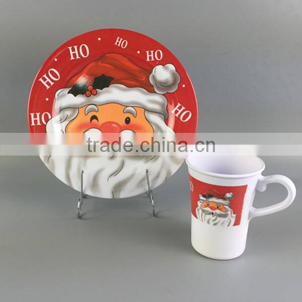 X'mas season plate & mugs, Christmas party melamine dinner ware