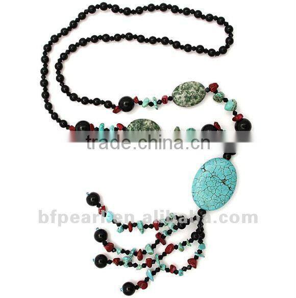 18" 10x14mm blue turquoise nugget necklace