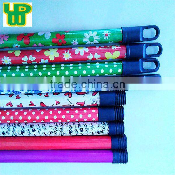 PVC coated wooden broom pole with various pvc and plastic cap