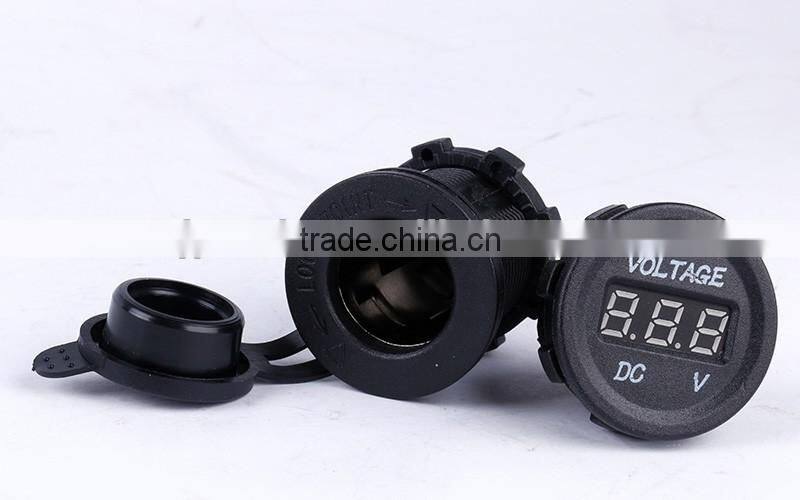 12V Dual Car Socket USB Adapter Charger with Digital Voltmeter