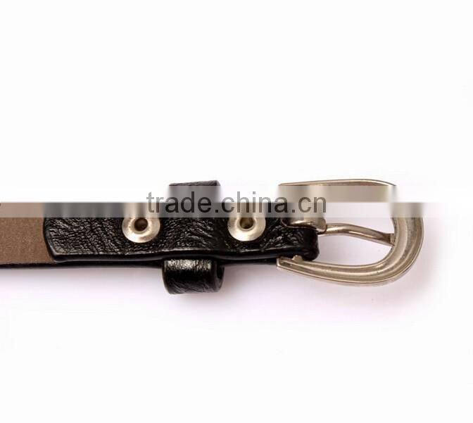 Fashion rhinestone decorated pin buckle sex girl black thin PU waist belt