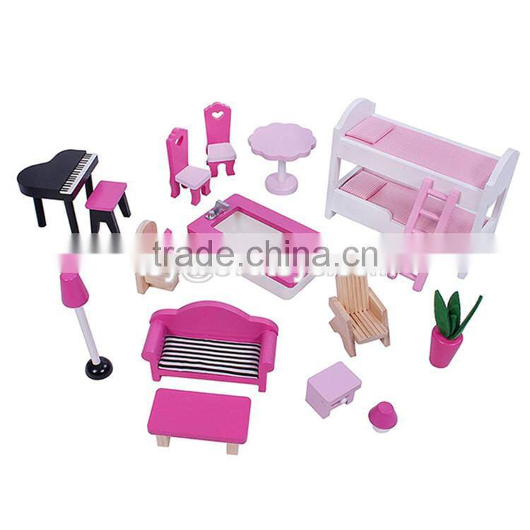 New design girls pretend toys wooden huge dollhouse W06A229