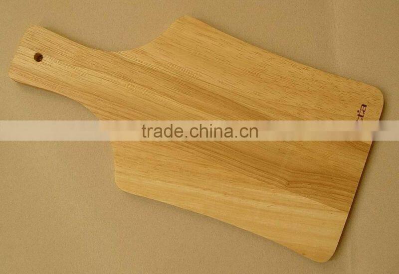 Rubber Wood Cutting Board with handle in Fan-shaped, customized available