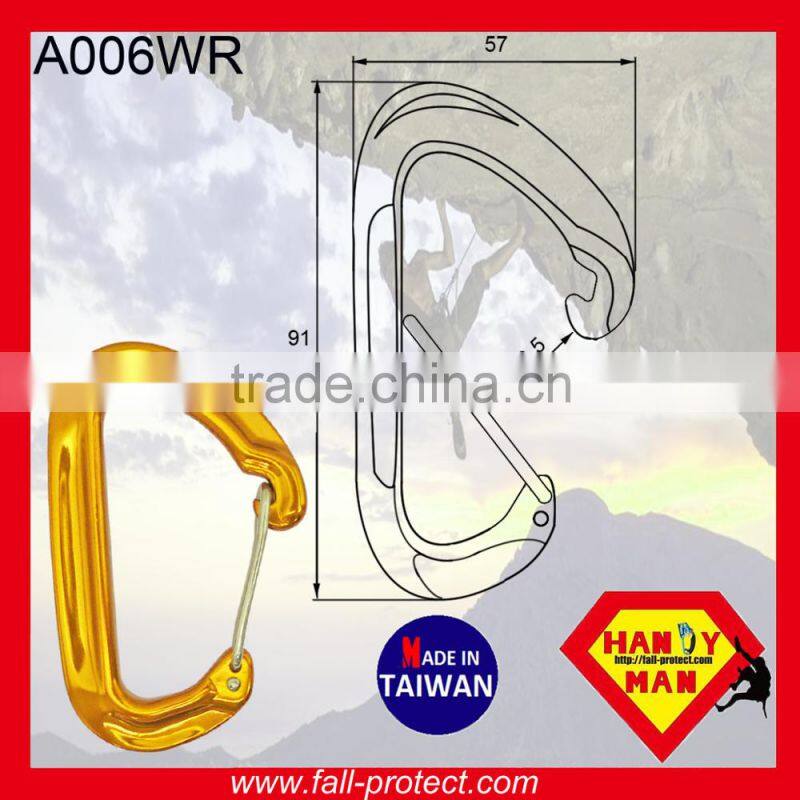 25KN Taiwan Mountain Climbing Aluminum Carabiner With Wire Gate