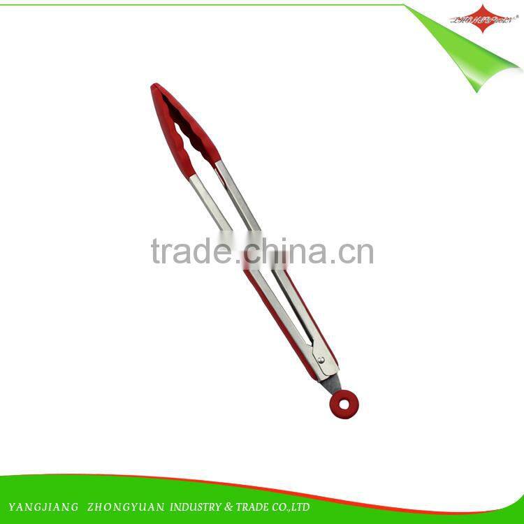 ZY-H2021 12-inch for BBQ cooking silicone food tong with soft grip handle