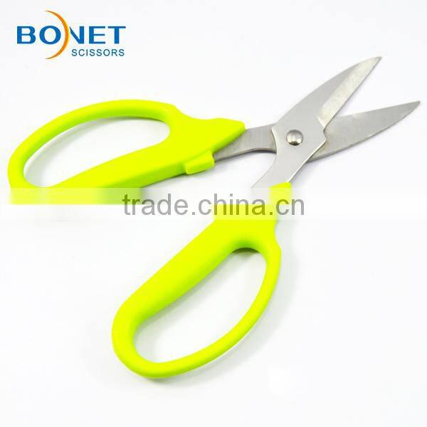 S39033G 6-3/4" CE Certificated 2.5mm Stainless Steel best household fluorescence green handle scissors importers