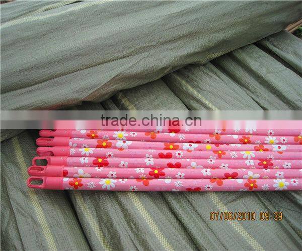 Cute flower PVC coated wooden broom handle