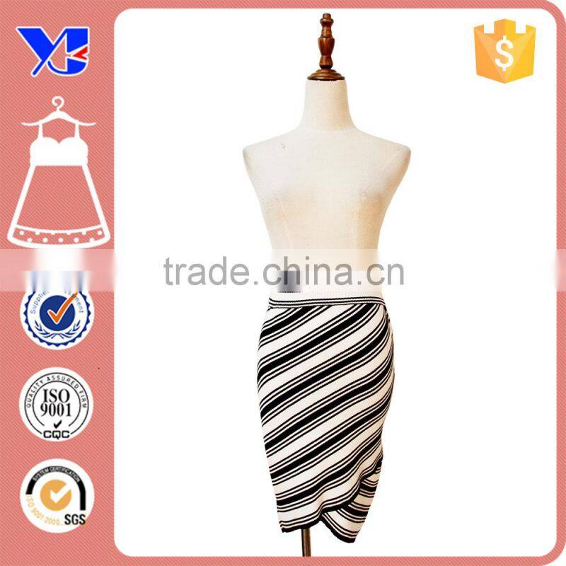 Plus Size Fashion Elegant Casual Slim Bodycon Women Stripe Knitted Wrap Skirt