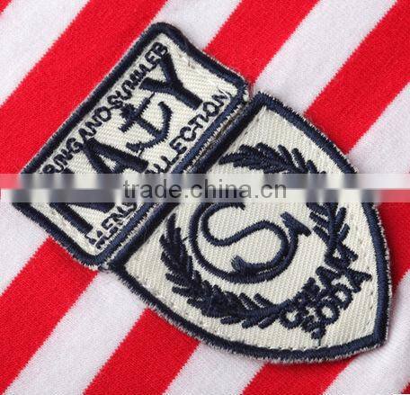 2013 the latest design of men's polo shirt yarn dye stripe with embroidery, black and white stripe sell polo shirts