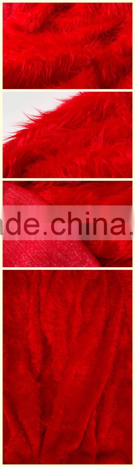 2015 Long Hair Red Artificial Wool Fabric