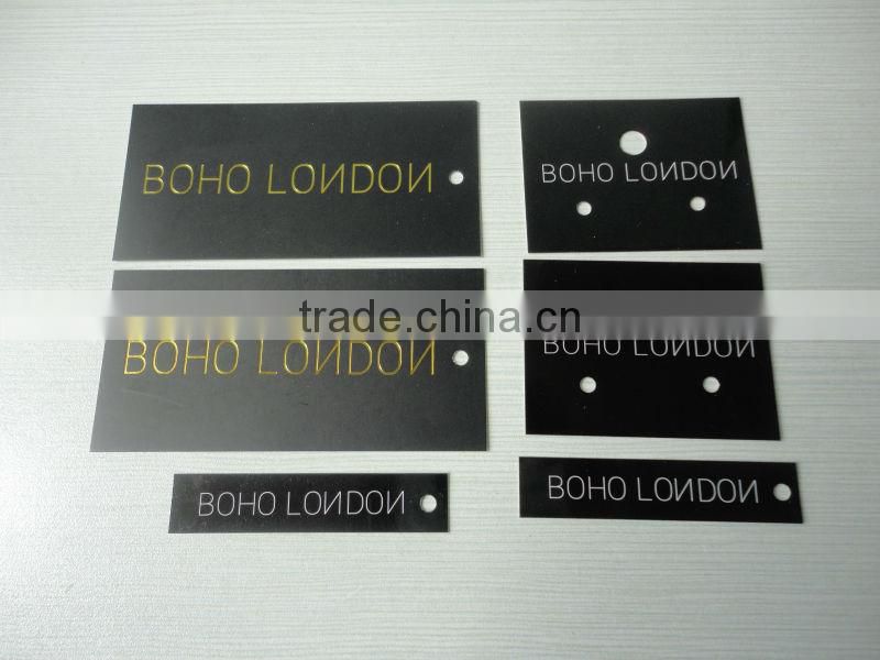2017 China custom swing tags gold stamping hang tags