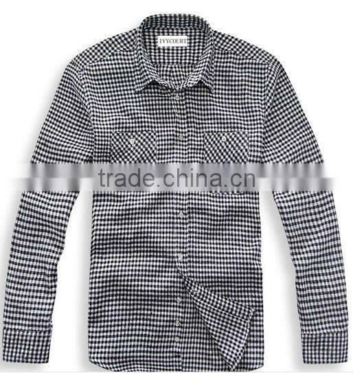Mens stock flannel shirts cheap checks/plaids long sleeve two pockets flannel shirts