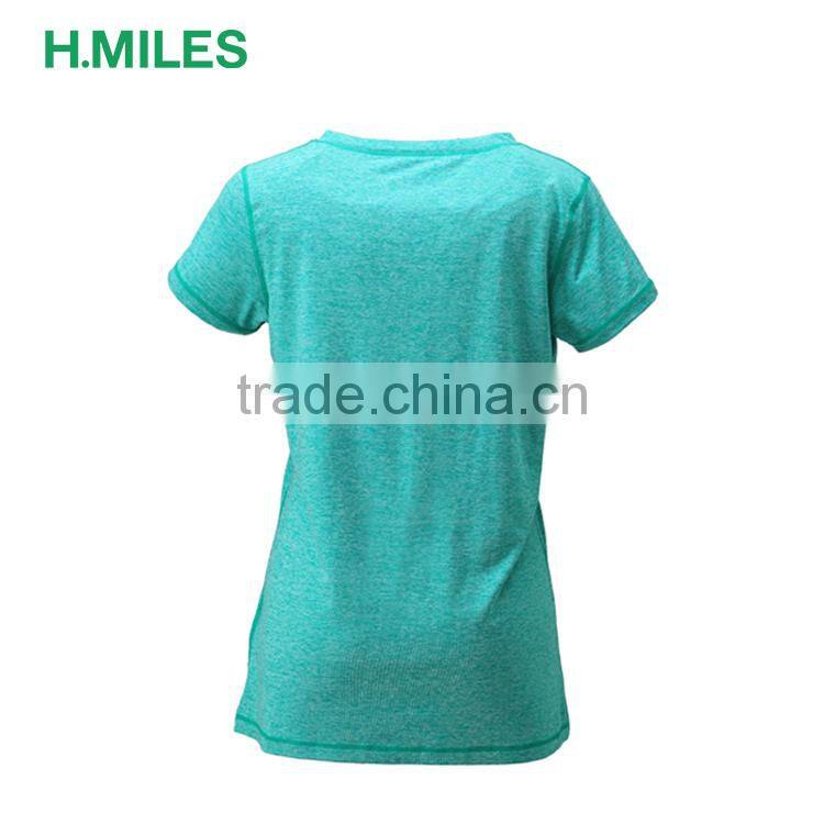 Blank Dri fit cheap wholesale women V-neck short sleeve running t shirt