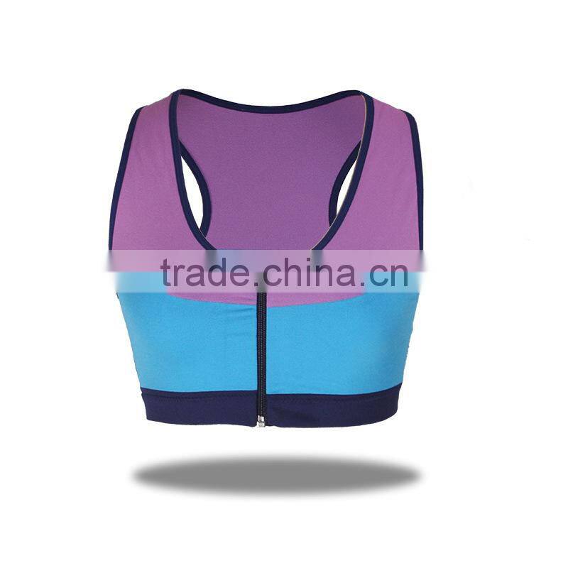 GZY comfortable breathable front zipper closure genie sports bra