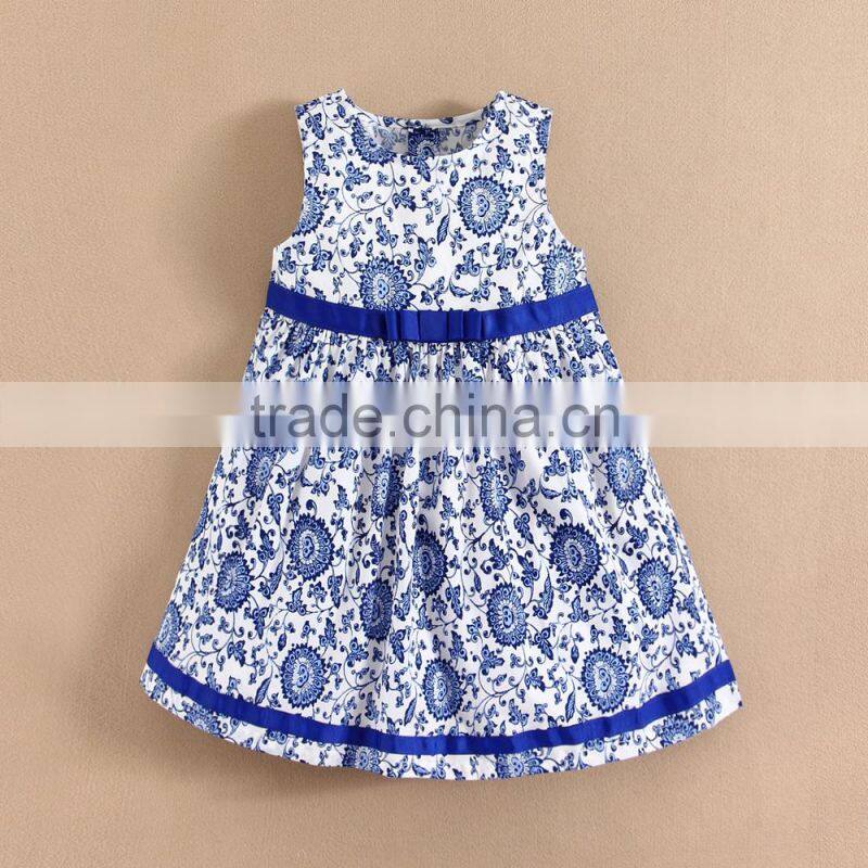 MOMANDBAB NEW ARRIVAL Kids Dress Girls Kids Clothing Summer Kids Blue White Striped Dress