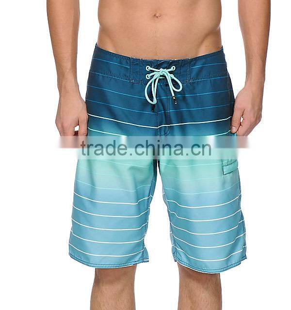 Wholesale stripe mens beach shorts blue