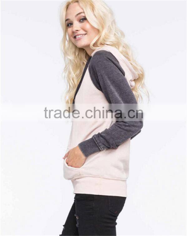 Women's Cotton Fleece Contrast Color Hoodies And Sweatshirt