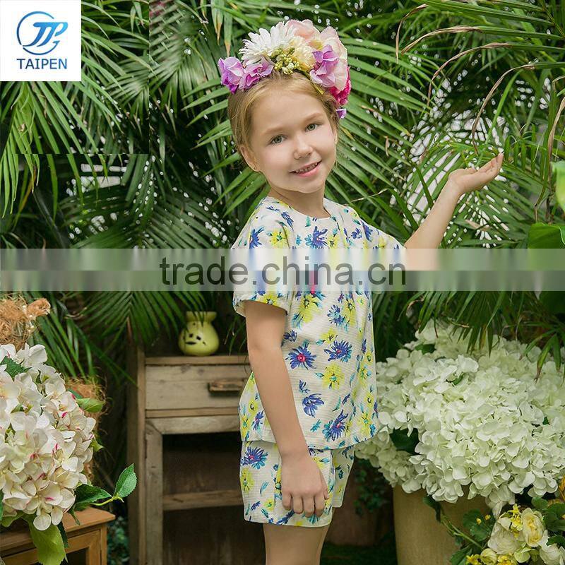 Fashion Puff Sleeve Girls Boutique Clothing Set Wholesale Children's Clothes