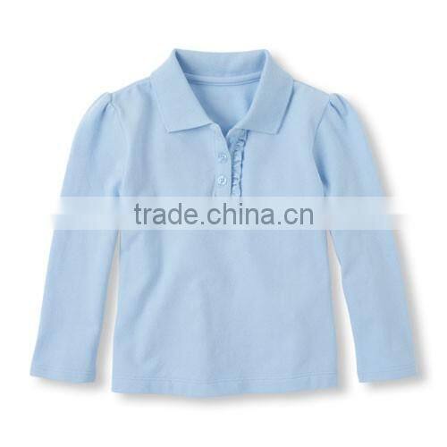 ruffle collar polo t shirts long sleeve100% cotton dri fit polo shirts