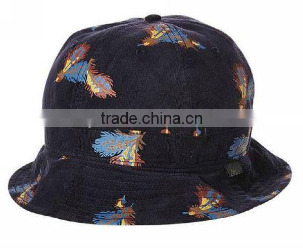 Marine Corduroy Bucket Hat with Top Button