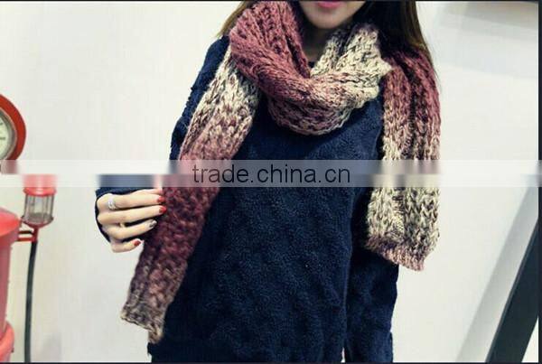 Winter super thick and women fashion 180*40cm color gradual change design women knitting latest scarf