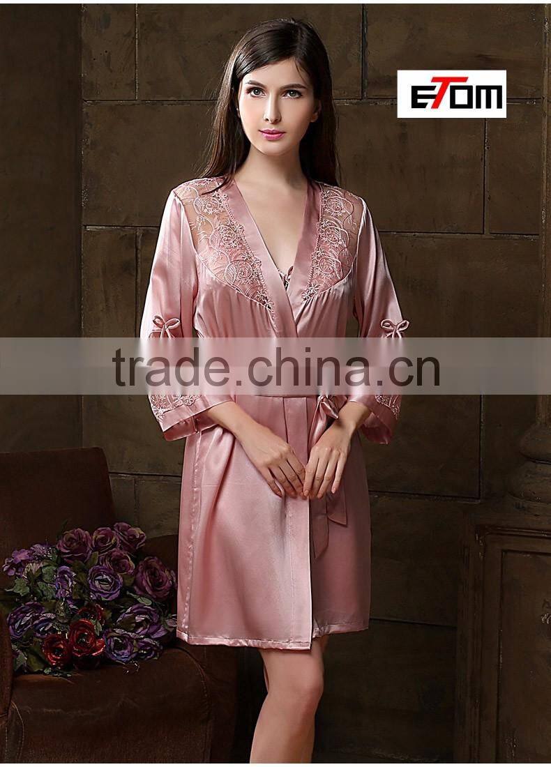 0857 woman sexy lace robe Satin lace robe