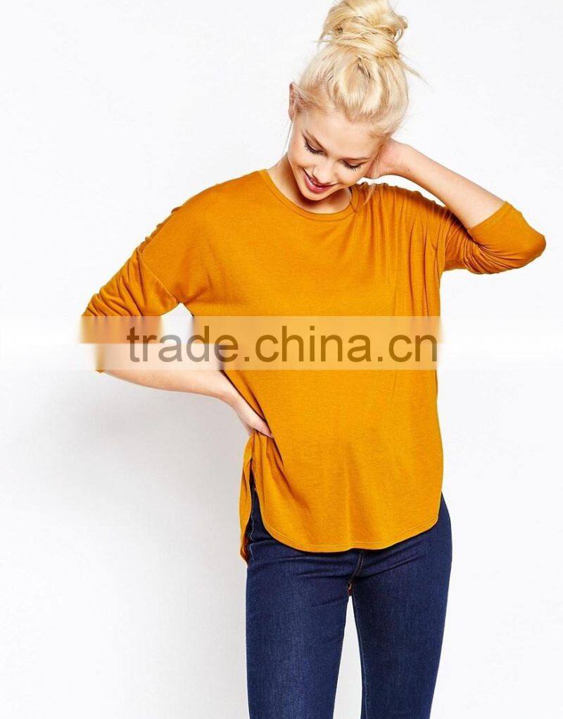 European style fashion personal custom long sleeve t-shirt for lady