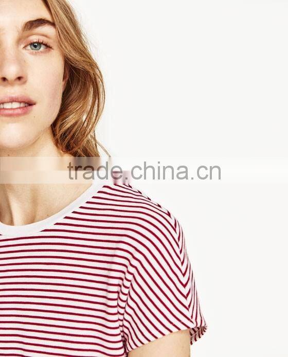casual tops strip round-neck camiseta top