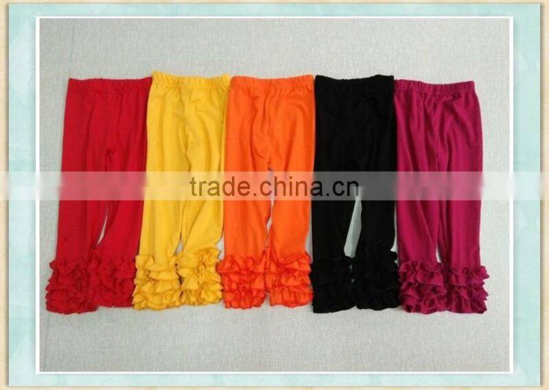 2017 wholesale triple ruffle icing pants girls sew sassy cotton icing ruffle toddler leggings