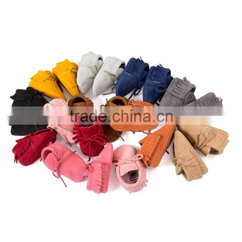 Fringed baby moccains with strings, string baby moccains