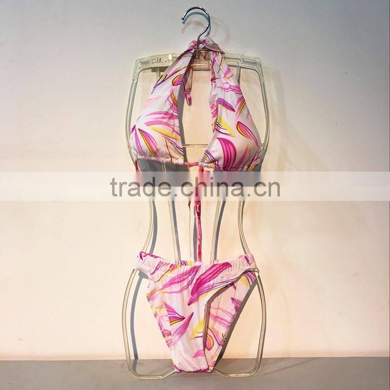 Lace halter swimsuit sexy split swimsuit thong bikini beach