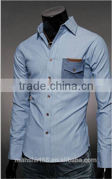 latest fashion contrast color men's casual designer slim fit shirt