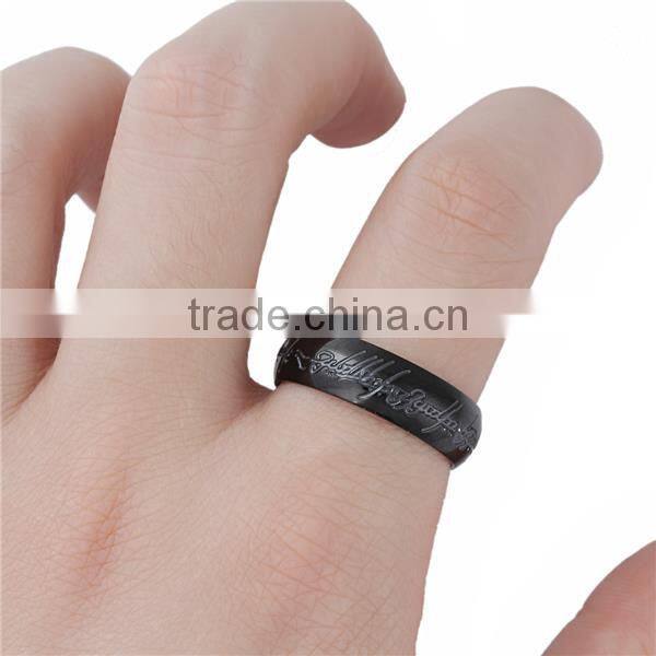 Titanium Steel Unadjustable Rings Black Message