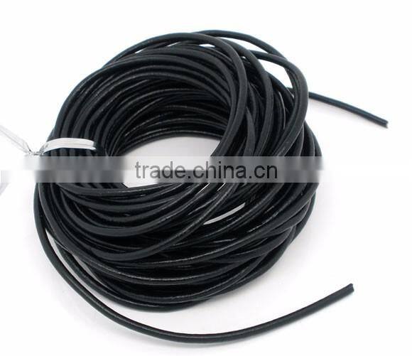 High Quality Black Round 2.5mm Real Leather Jewelry Cord