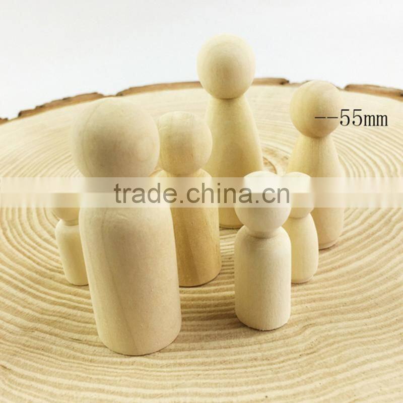 Unfinished Wood People Shape Family Peg Dolls Handmade Toy DIY Craft