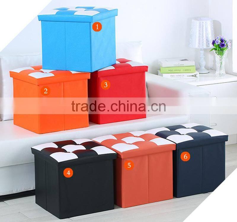 PU leather thick foldable shoes storage stool box bench seat