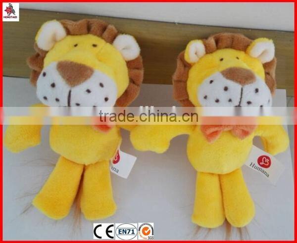 4" soft plush animal lion keychain with logo printed in the T shirts
