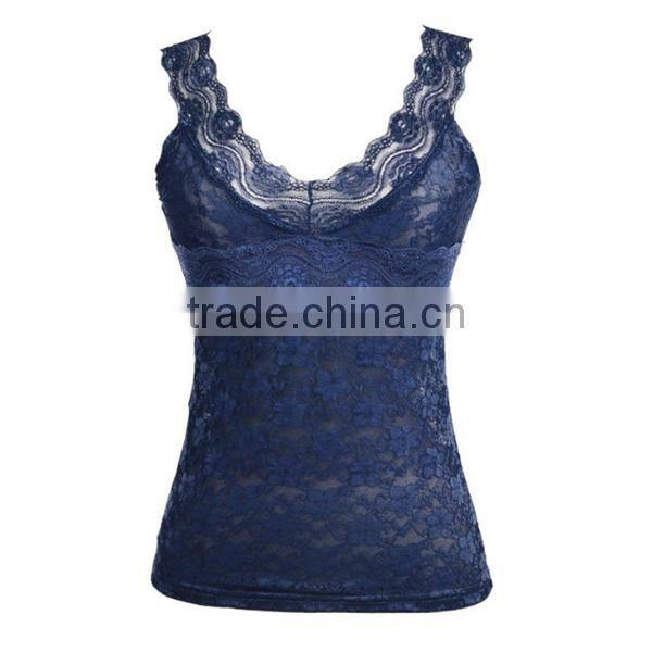 Sexy Seamless Stretch Lace Trim Cami Strap 6 Colors Ladies' Tank Top-1
