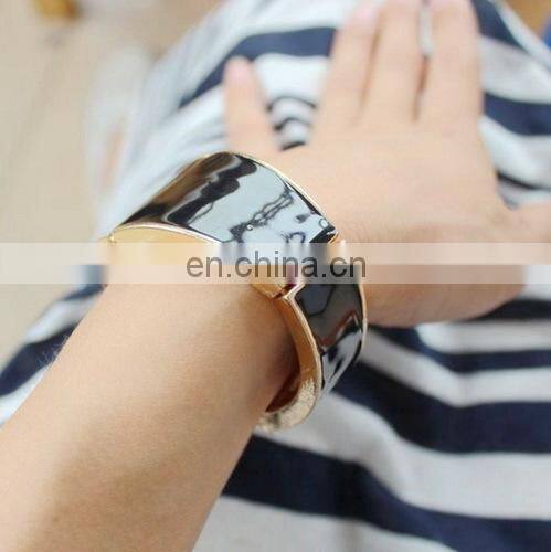 New Arrival Simple Black Enamel Women's Alloy Stretch Bracelet