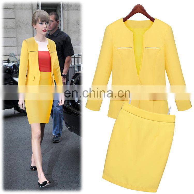 Sexy Office Uniform for Lady with Yellow Black Blue Red Color