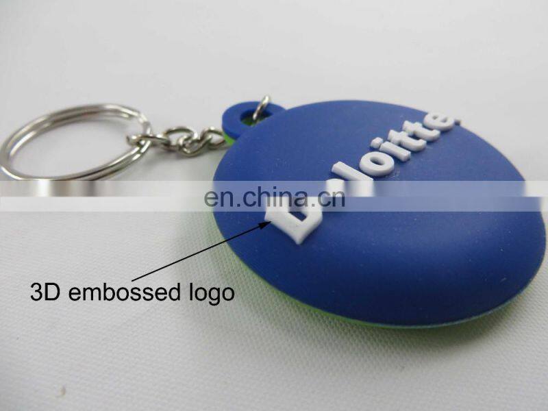 Custom double sides 3d embossed logo pvc keychains