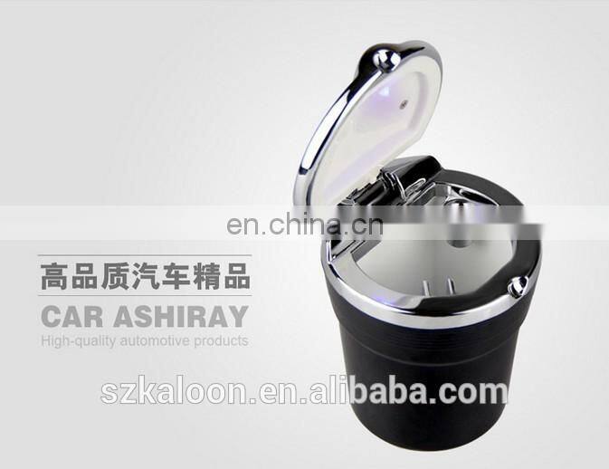 portable universal black/ white auto led lighted car ashtray