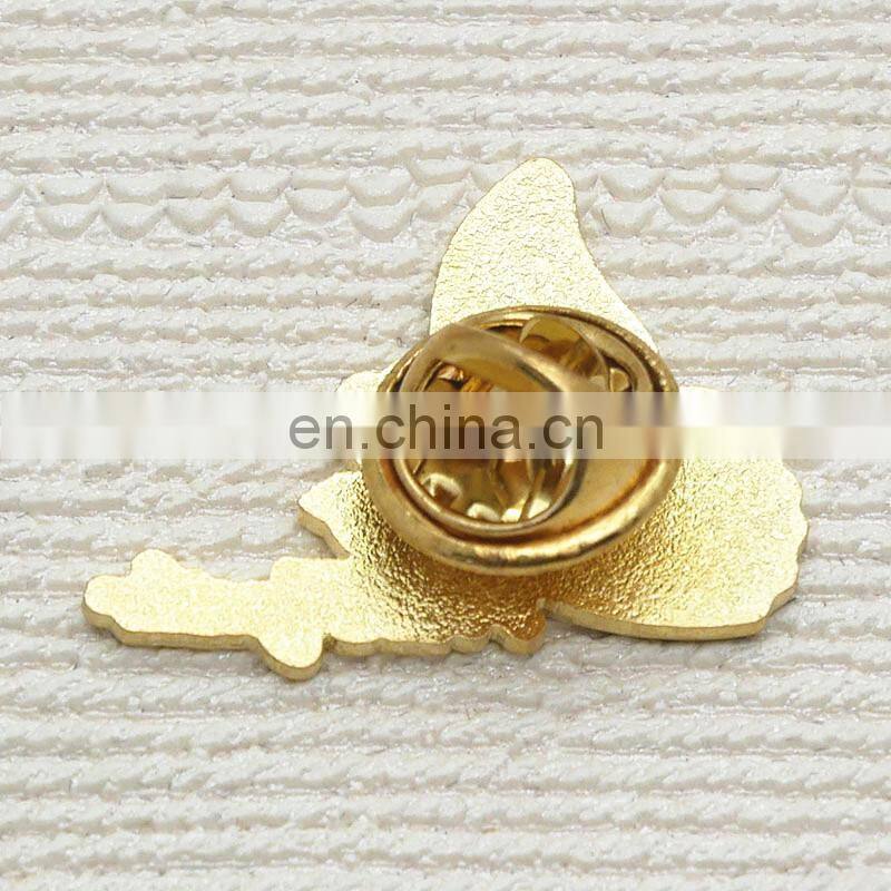 custom shape hard enamel butterfly lapel pin badge for souvenir