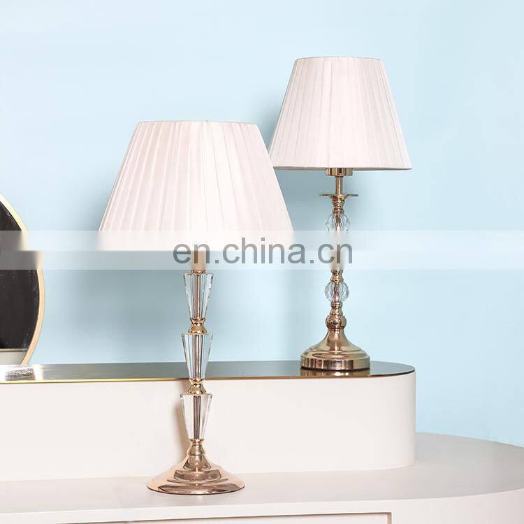 Elegant crystal decorative design modern bedroom metal night lamp for bedside