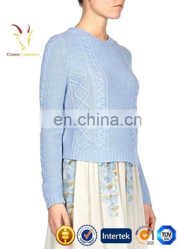 Women Knitted Cashmere Wool Cable Pullover Sweater
